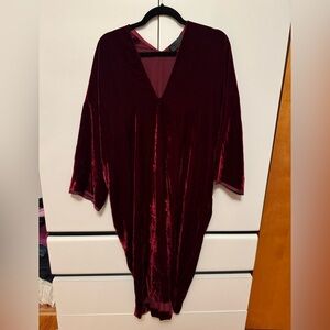 NILI OTAN VELVET KAFTAN BURGUNDY